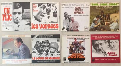 BANDES ORIGINALES DE FILMS Lot de 40 disques 45 T de musiques de films Français.
VG+...