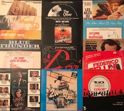 BANDES ORIGINALES DE FILMS Lot de 61 disques 33 T de musiques de films internationaux.
VG...