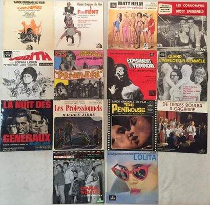 BANDES ORIGINALES DE FILMS Lot de 46 disques EP de musiques de films internationaux.
VG...