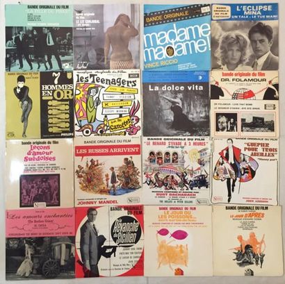 BANDES ORIGINALES DE FILMS Lot de 50 disques EP de musiques de films internationaux.
VG...