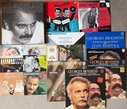  Lot de disques vinyles 45 tours et 33 tours de Georges Brassens.Lot composé de 7...