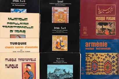 null MUSIQUE DU MONDE - Lot de 9 disques 33T de musique du monde du Moyen-Orient...