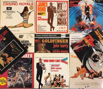 null MUSIQUE DE FILM - Lot de 11 disques 33T James Bond. 

Set of 11 LP's, James...