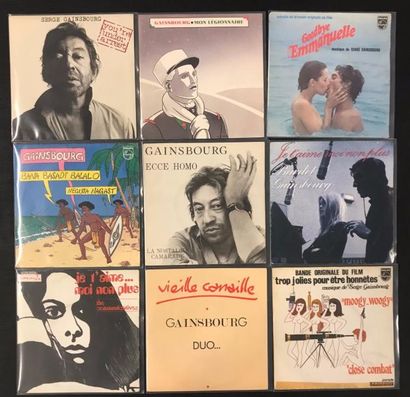 null CHANSON FRANCAISE - Lot de 9 disques 45T de Serge Gainsbourg et interprètes....