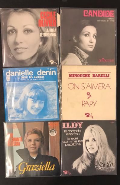 null CHANSON FRANCAISE - Lot de 6 disques 45T de chanteuses 70's. 

Set of 6 x 7“...