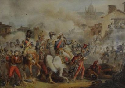 null Jean – Louis GUDIN (1799 - 1823) 
"Scène de combat sous l’Empire"
Pierre noire,...