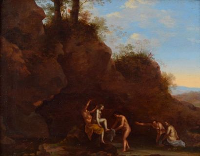 null Attribué à Johan VAN HAENSBERGEN (1642-1705) 

"Le bain de Diane et ses nymphes...