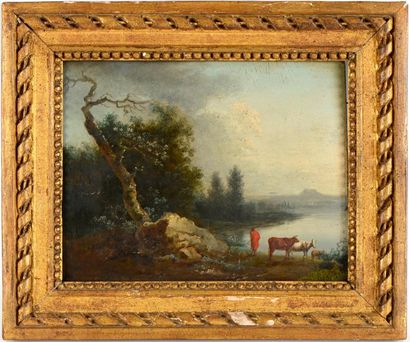 null Attribué à Louis-Gabriel MOREAU (Paris 1740-1806)

"Paysage à la rivière avec...