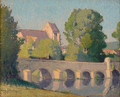 null Eugène Jacques SCHLUMBERGER (1879-1960) 

"Pont du Gretz" 

Huile sur toile,...
