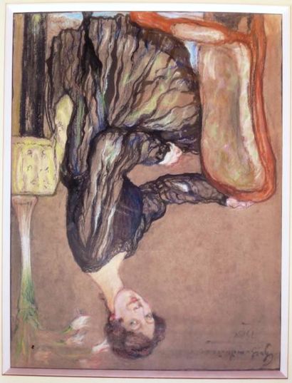 null Charles MILCENDEAU (1872-1919)
Elégante à la robe noire, 1918
Pastel.
Signé...