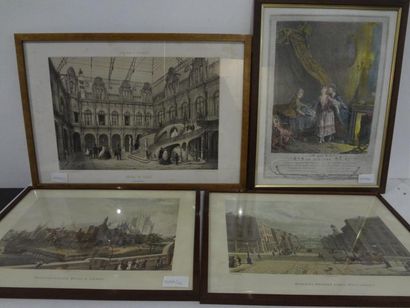 null Trois reproductions de gravures et un retirage