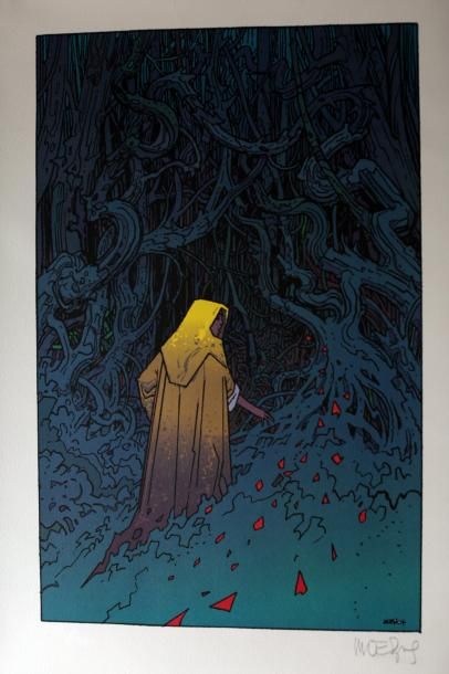 null ESTAMPE COLLECTOR de MOEBIUS pour le film "The Village" de N. Shyamalan, dimensions...