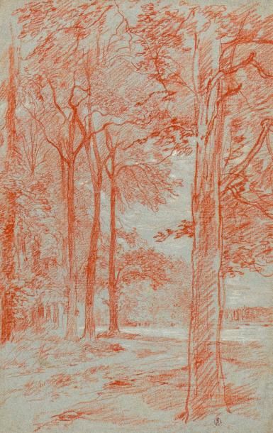 null Charles HUARD (1874-1965) - Lot de huit dessins: 

- "Portrait d'arbre" - Mine...