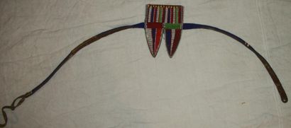 null Cache sexe, Masaï, Kenya, perlé de verre, brodé sur une ceinture de cuir, motif...