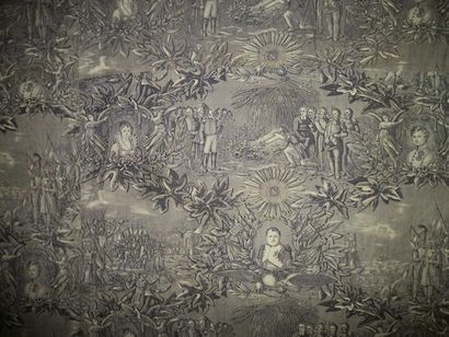 null Tenture en coton imprimé, Normandie, milieu XIXème siècle, décor en gris violet...