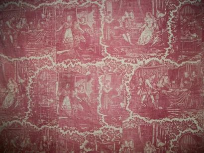 null Rideau ou bonne grâce en coton imprimé, Normandie, 1er quart du XIXème siècle,...