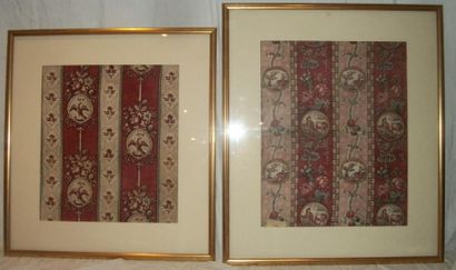 null Deux coton imprimé à la planche, France, XVIIIème siècle, fond crème, décor...