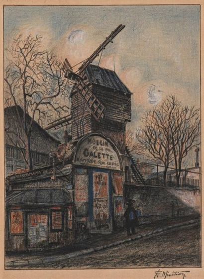 null Eric MENETRIER (XXe siècle)

"Le Moulin de la Galette"

Crayon noir et pastel,...