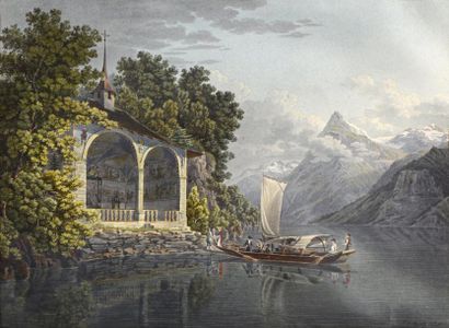  Johann Jacob SPERLY dit l’Ancien (Bendlikon 1710 – Zurich 1841) 
- "Loggia au bord...