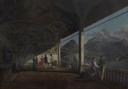  Johann Jacob SPERLY dit l’Ancien (Bendlikon 1710 – Zurich 1841) 
- "Loggia au bord...