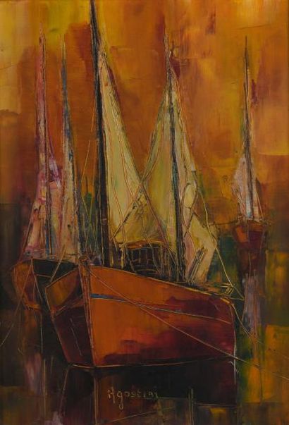 null Tony AGOSTINI (1916-1990)

"Barque de pêche"

Huile sur toile, signée en bas...