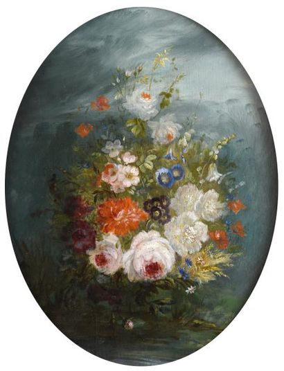 null Ecole du XIXe siècle

"Jeté de fleurs"

Deux huiles sur panneau de forme ovale...