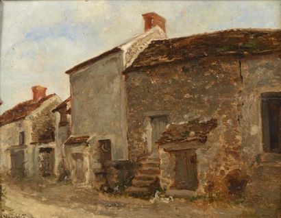 null VEYRASSAT Jules Jacques (1828-1893) 

"Rue de village" 

Huile sur panneau,...