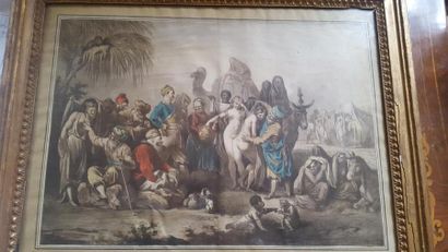 null Ecole du XVIIIe siècle
"Le Marché aux esclaves"
Gravure réhaussée
30 x 40 cm...