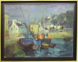 null M. HOUT (Ecole du XXe siècle)

"Petit port de pêche"

Huile sur toile, signée...
