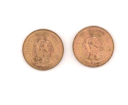 null Deux pièces de 50 pesos or, 1947 (x2) BE. Poids: 83,29g