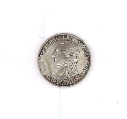 null Pièce de 100 FF argent "Général Lafayette", 1987 (oxydation). Poids: 14,97g