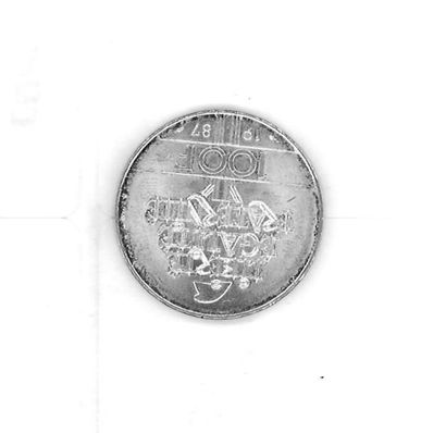 null Pièce de 100 FF argent "Général Lafayette", 1987 (oxydation). Poids: 14,97g