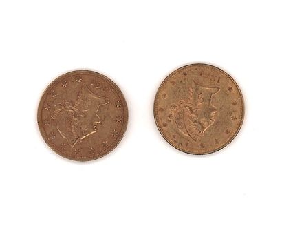 null Deux pièces de 10 dollars or 1861, poids: 33,30 g (frottées, usées)