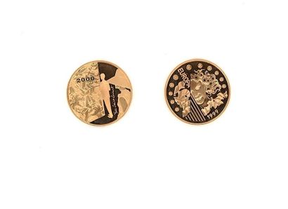 null Deux pièces en or sous emboitage en plastique:

- pièce de 65,5957 FF or,1999,...