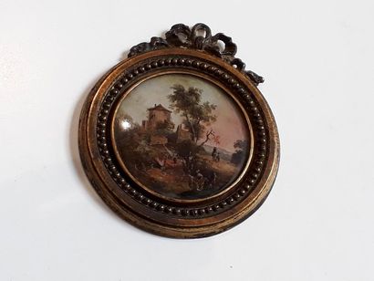null Ecole française du dernier tiers du XVIIIe siècle

"Paysage au moulin"

Miniature...