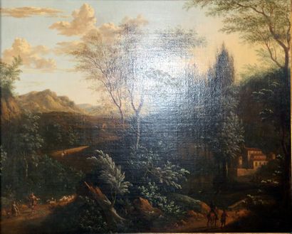 null Ecole française ou italienne du XVIIIe siècle

"Paysage animé"

Huile sur toile

78...