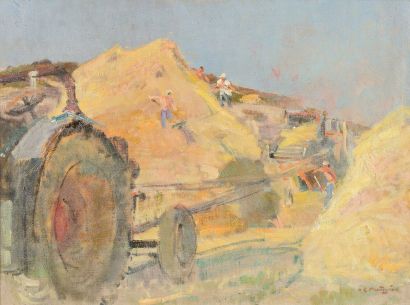 null MONTAGNE Louis-Agricol (1879-1960) 

"La battage du blé"

Huile sur toile, signée...