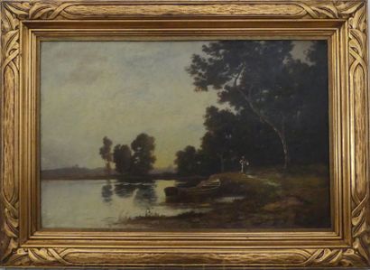 null RICHET Léon (1847-1907)

"Barque au bord de l'eau"

Huile sur toile, signée...