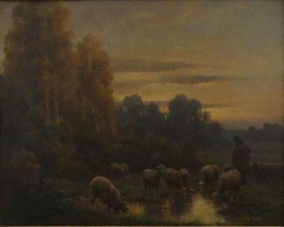 null CHAIGNEAU Paul (1879-1938)

"Berger et ses moutons à la mare"

Huile sur toile,...