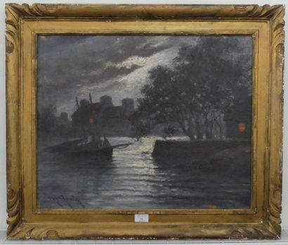 null Charles MOOTZ (XIX-Xxe siècle) 

"Environs de Bruges" 

Huile sur toile, signée...