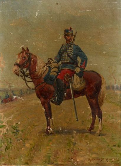 null Raymond DESVARREUX (1876-1961) 

"Le hussard" 

Huile sur toile (rentoilée),...