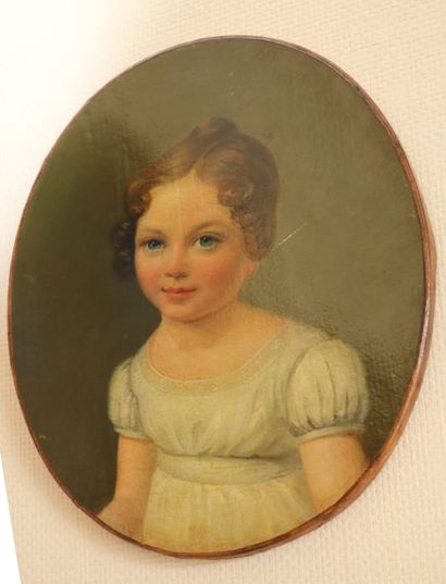 null Ecole XIXe siècle 

"Portrait de Fillette"

Huile sur toile ovale

H : 50 c...