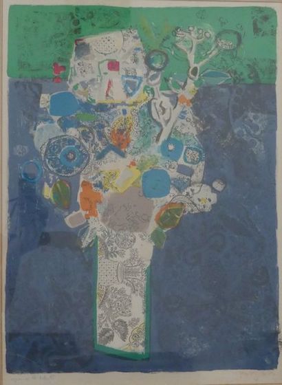 null Roger BEZOMBES (1913-1994) 

" Bouquet de fleurs"

Estampe, signée en bas à...