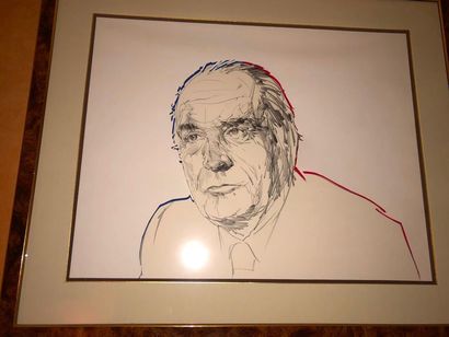 null Raymond MORETTI (1931-2005) 

"Portrait de François Mitterrand"

Dessin, dédicacé...