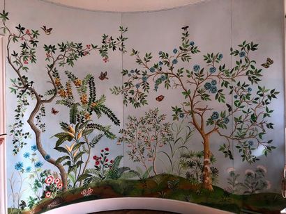 null Décor mural peint sur six panneaux de bois "Arbres, fleurs et oiseaux", moderne

H./...