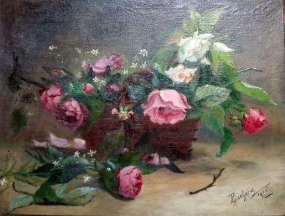 null H.: PICHARD (Ecole XXe siècle)

"Corbeille de roses" 

Huile sur toile, signée...