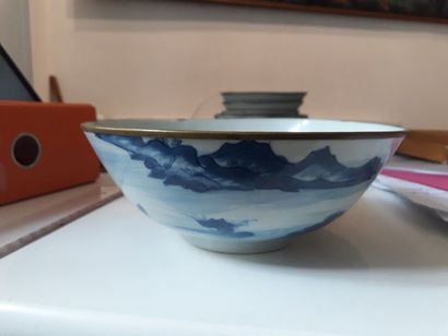 null Lot de deux coupes,Vietnam, Hue, XIXe siècle:

- Coupe en porcelaine bleu blanc,...
