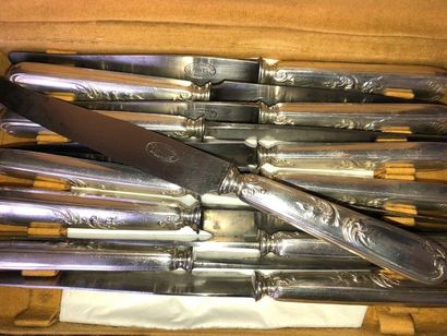  ERCUIS - Douze couteaux en métal argenté