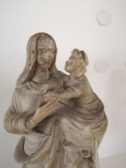 null Vierge à l'Enfant en albâtre, Italie, fin du XVIIe s
Tête de la Vierge peut...