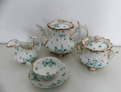 null Partie de service à thé en porcelaine à décor imprimé de fleurettes comprenant:...